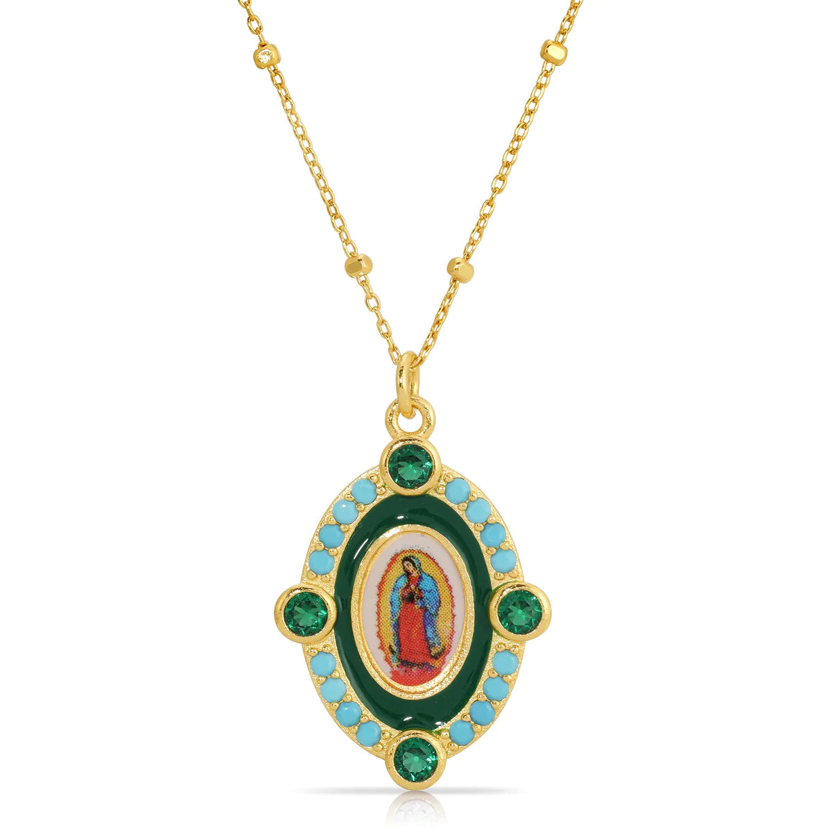 Our Lady Guadalupe Necklace - Green