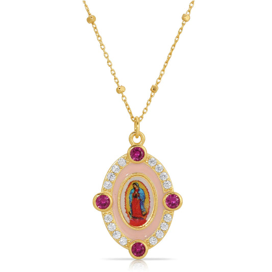 Our Lady Guadalupe Necklace - Pink