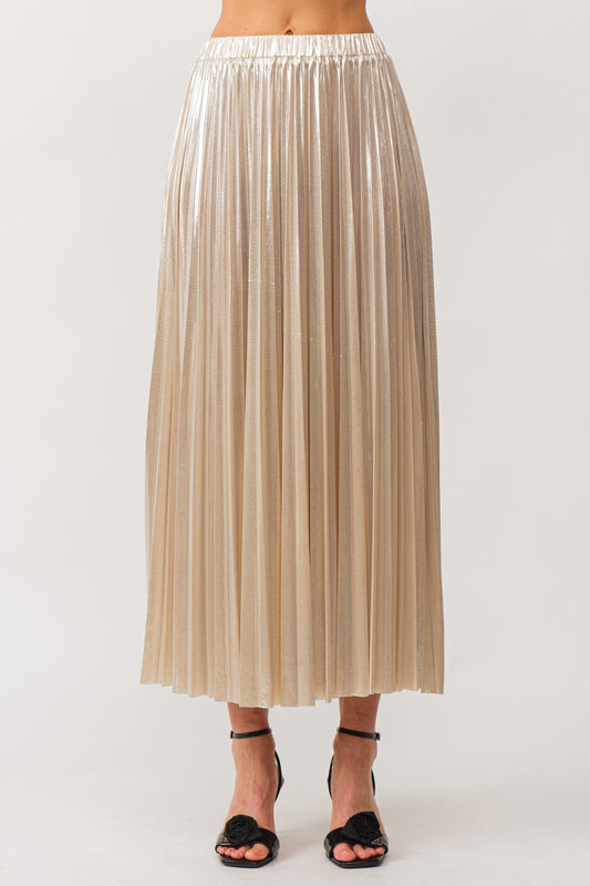 Alessandra Champagne Pleated Skirt