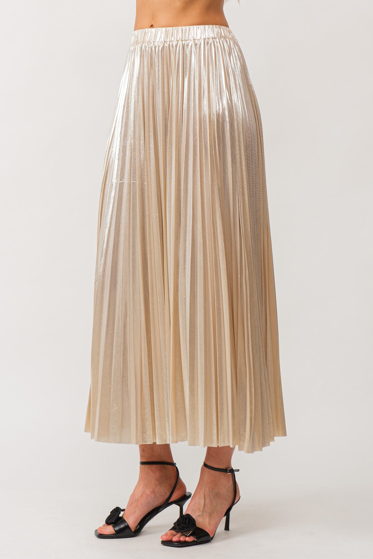 Alessandra Champagne Pleated Skirt