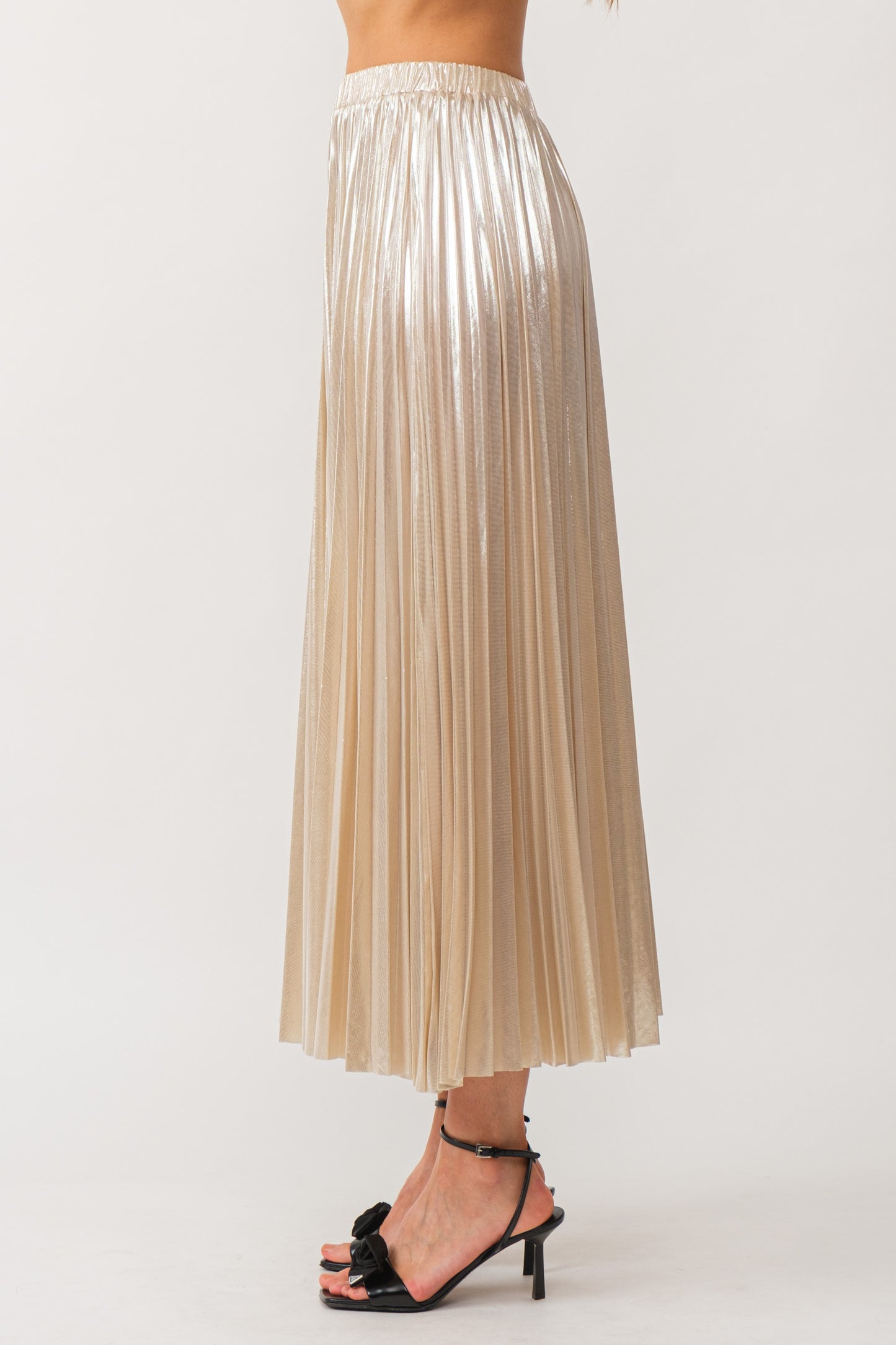 Alessandra Champagne Pleated Skirt