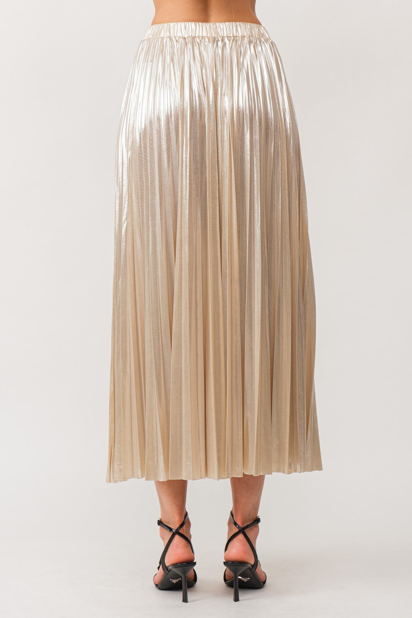 Alessandra Champagne Pleated Skirt