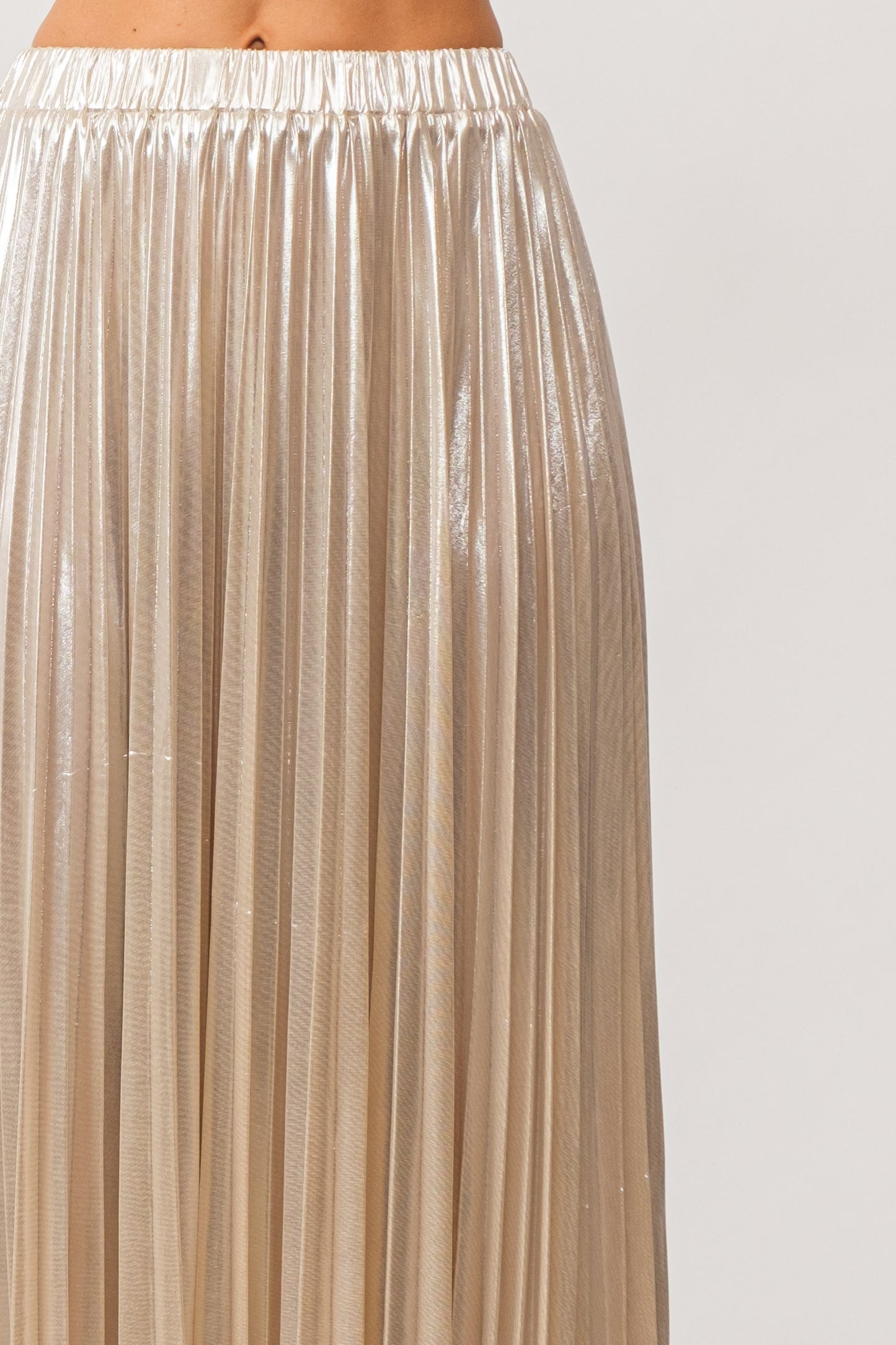 Alessandra Champagne Pleated Skirt