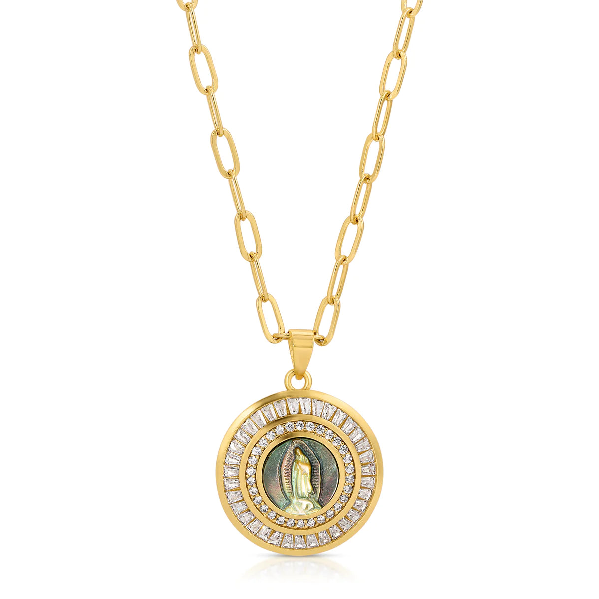 Mother Mary Necklace - Black Pearl