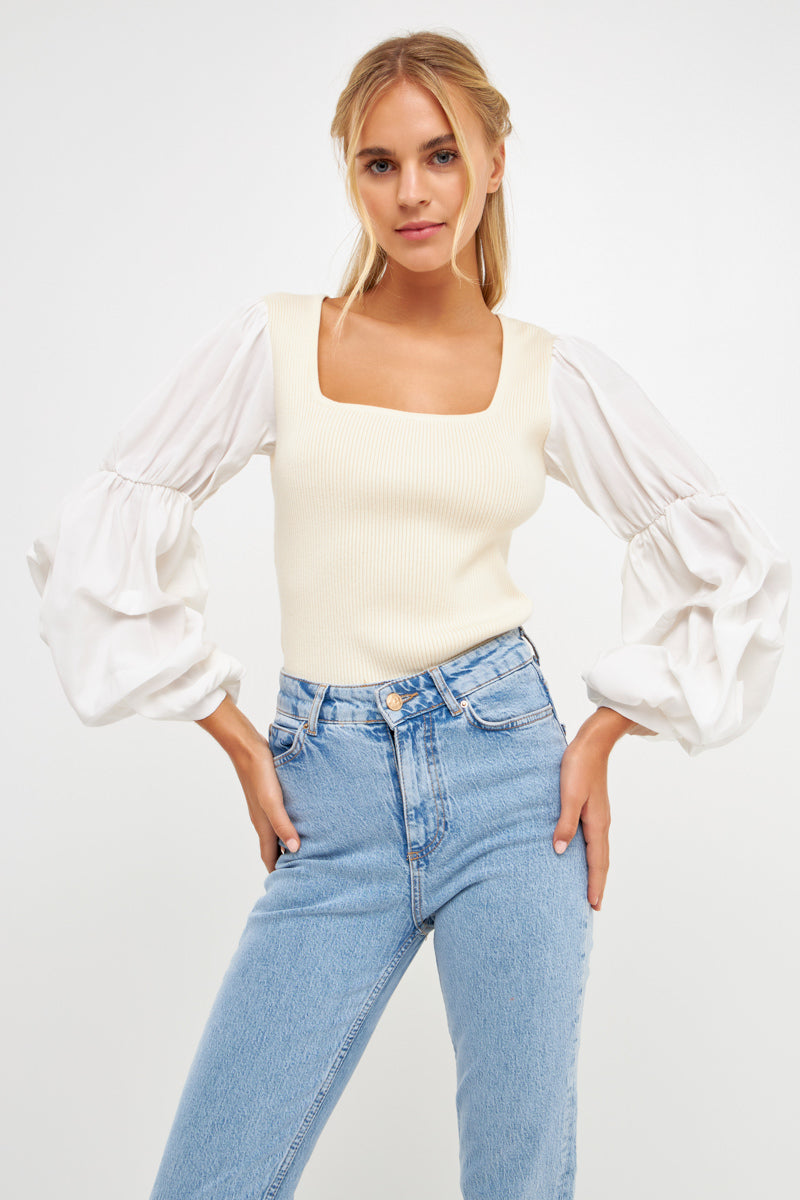 Peasant Sleeve Knit Blouse