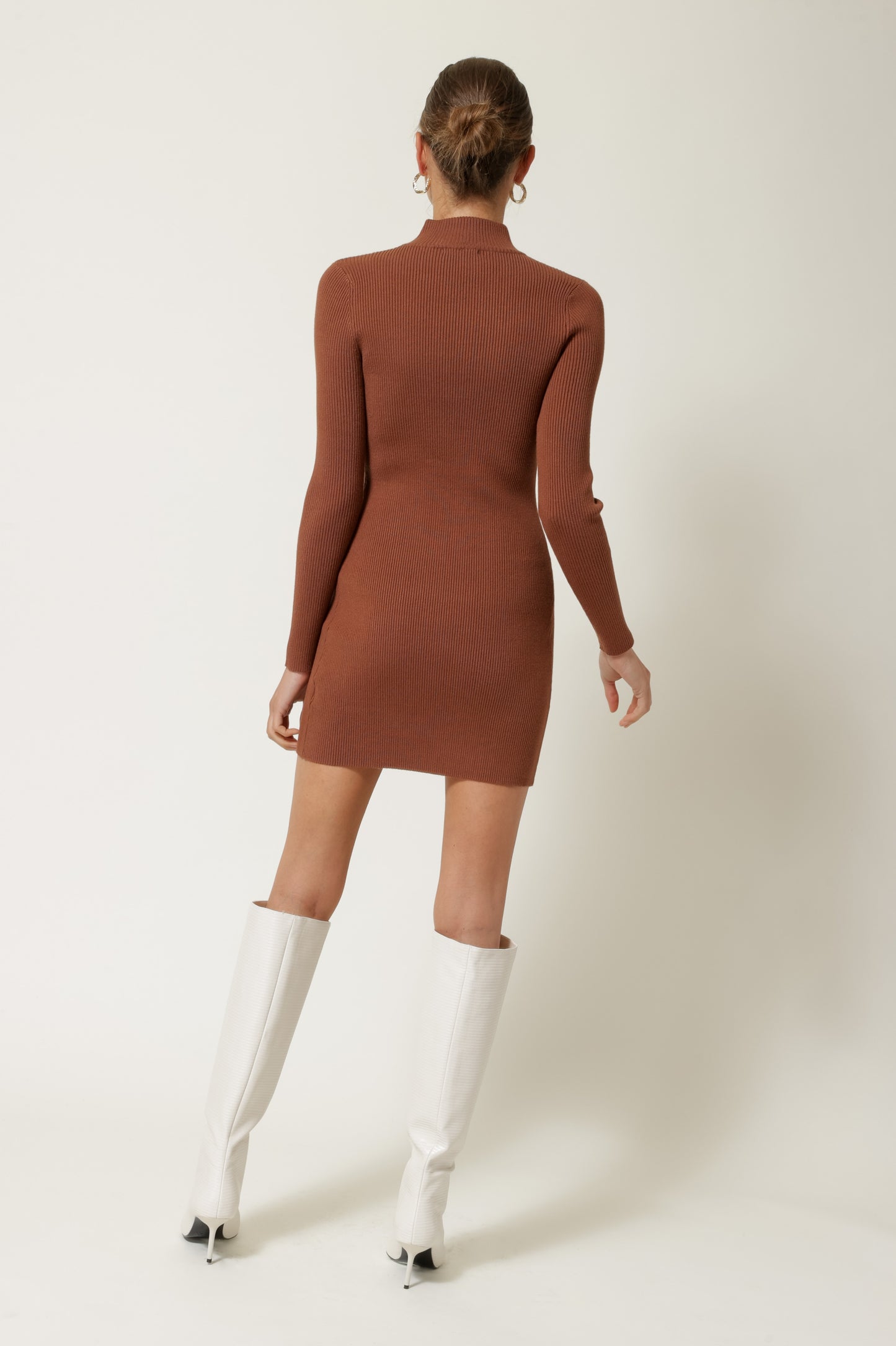 Mock Neck Long Sleeve Mini Dress